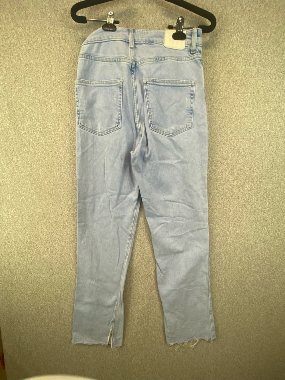 Zara Split Cuff Flare Jeans Size 4 Inseam 29” Boho Distressed High Rise Light